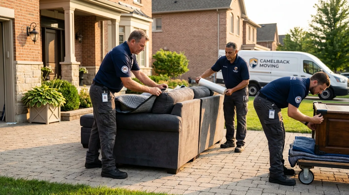 Large estate moving crew wrapping furniture in Lambertville, NJ