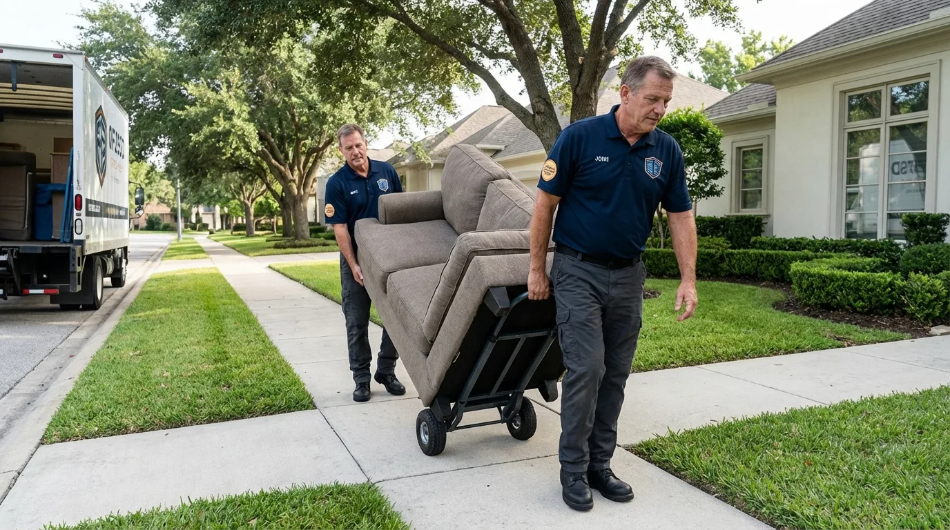 Local residential moving crew loading furniture in Lambertville, NJ